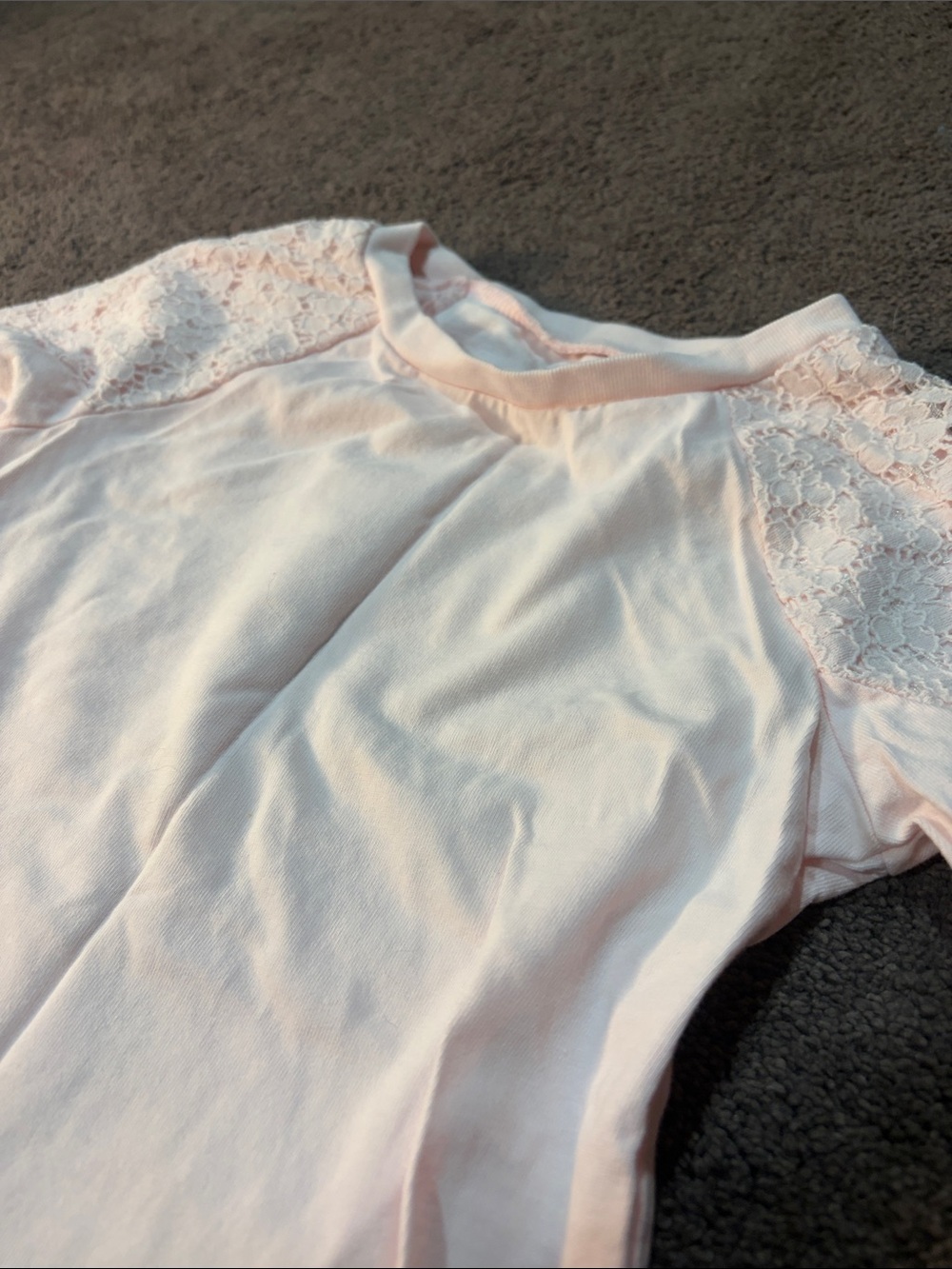 Carter's Light Pink Long Sleeve Tee with Lace Shoulders